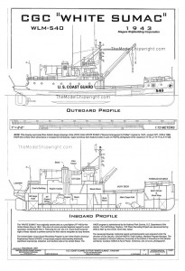 free, ship, plan, coast, guard, cutter, white, sumac, lines, drawing