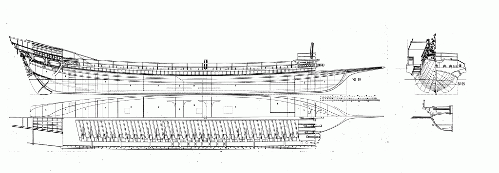 Free, ship, plan, galley, Malta, Maltese, oar-powered, oars, Chapman, Architectura Navalis