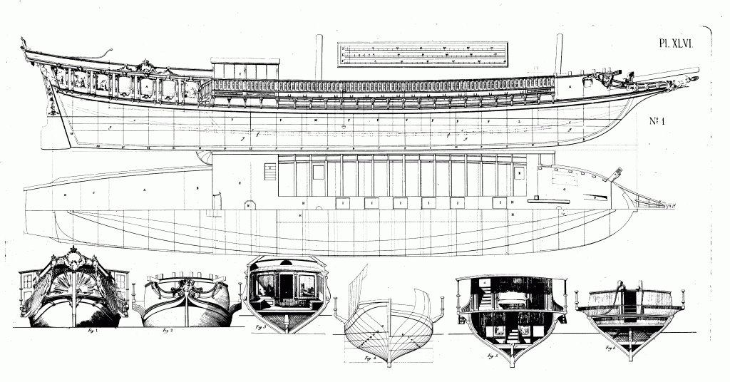 Free ship plan of galley from Chapman Architectura Navalis Mercatoria