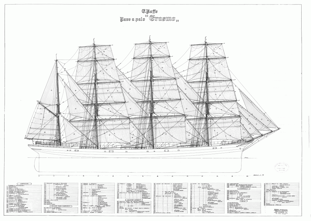 free, ship, plan, Italian, barque, Erasmo, Erasmus, steel, hull