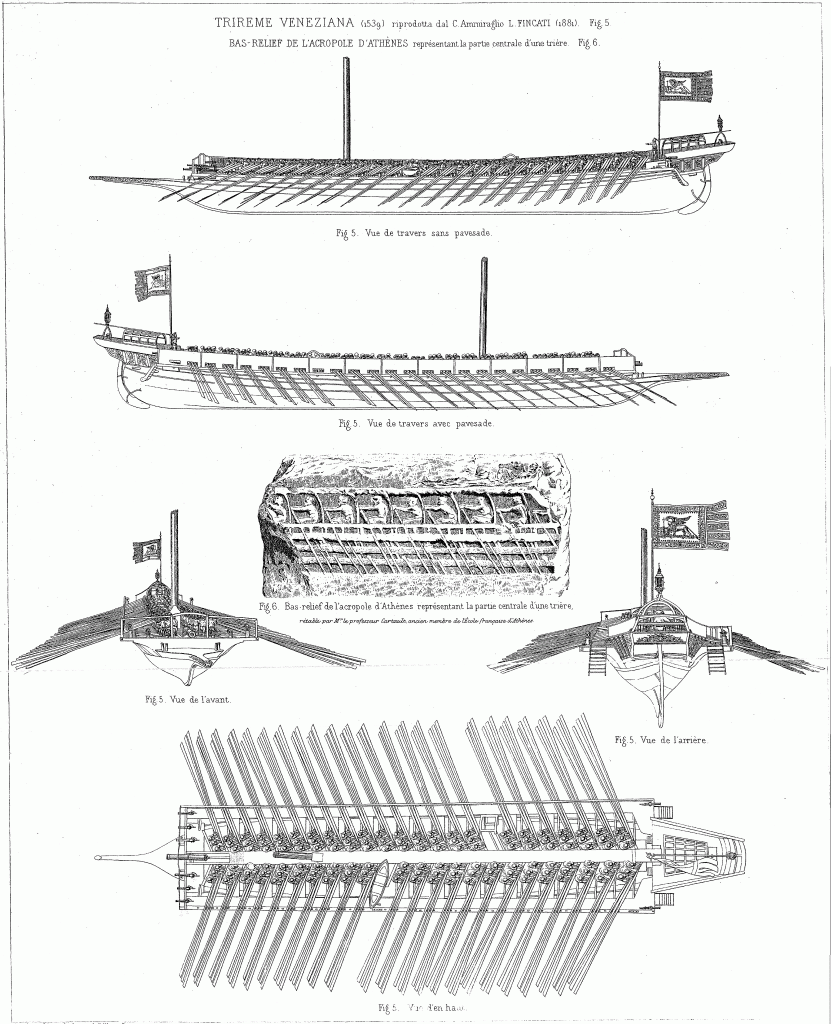 Free ship plan Venetian trireme from Paris Souvenirs de marine, Italy