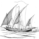 lateen, sail, triangular, square, rigged, sail, ship, vessel