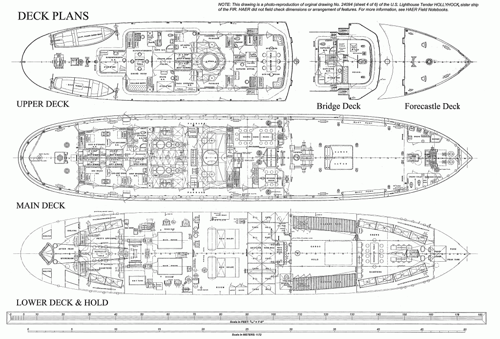 Free ship plans of the National Historic Landmark U.S.C.G. cutter Fir, USCG, Hollyhock