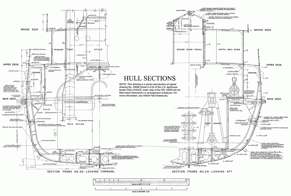 Free ship plans of the National Historic Landmark U.S.C.G. cutter Fir, USCG, Hollyhock