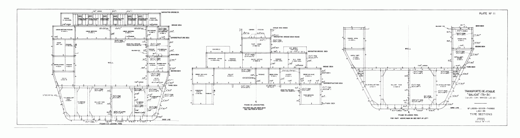 Free Ship Plan Sections USS San Marcos LSD 25, Spanish Navy Ship Galica