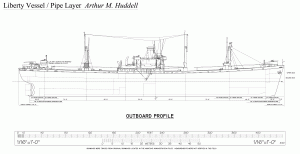 Free ship plan, Liberty Ship Arthur M. Huddell (left-click to view full-size image, then right-click and choose "save image as" to download)