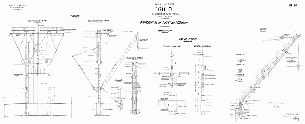 free ship plan, French, cargo, vessel, Golo, merchant marine, World War II, boom rigging plan