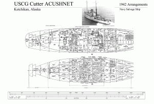 free ship plan, USCG cutter Acushnet, U.S. Coast Guard, World War II, vessel