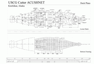 free ship plan, USCG cutter Acushnet, U.S. Coast Guard, World War II, vessel