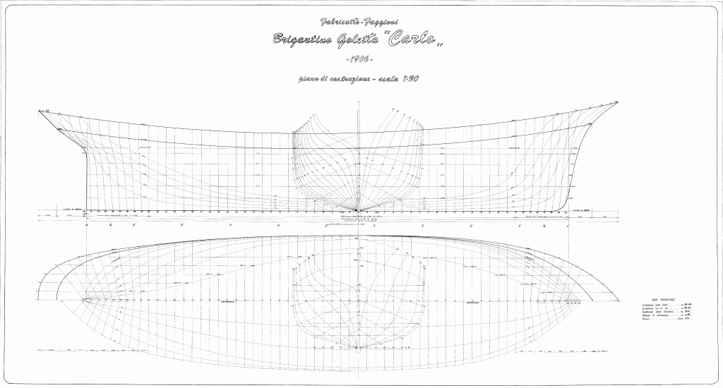 free ship plans, brigantine, schooner, Italian, wood, vessel, sail, hull