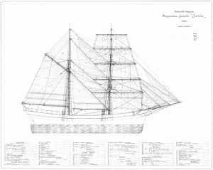 free ship plans, brigantine, schooner, Italian, wooden, vessel, sail