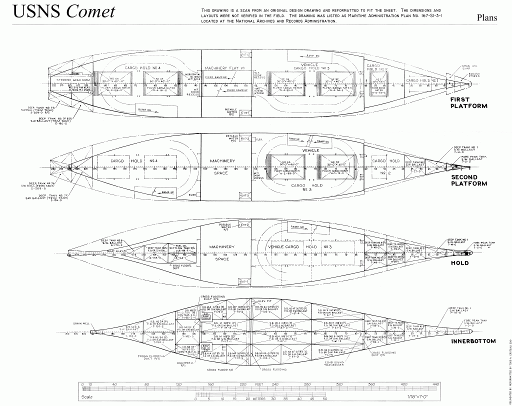 free ship plans, cargo, vessel, lower decks, USNS Comet, C3, ship