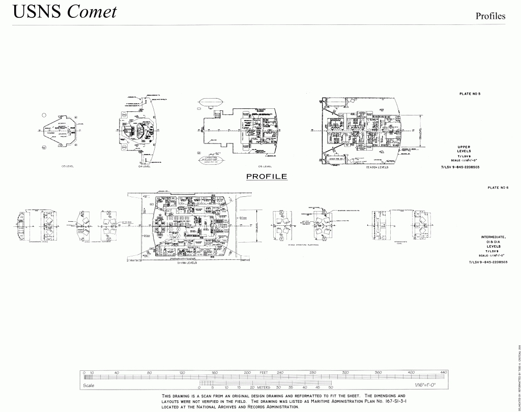 free ship plans, USNS Comet, superstructure decks, C3 cargo vessel, ship