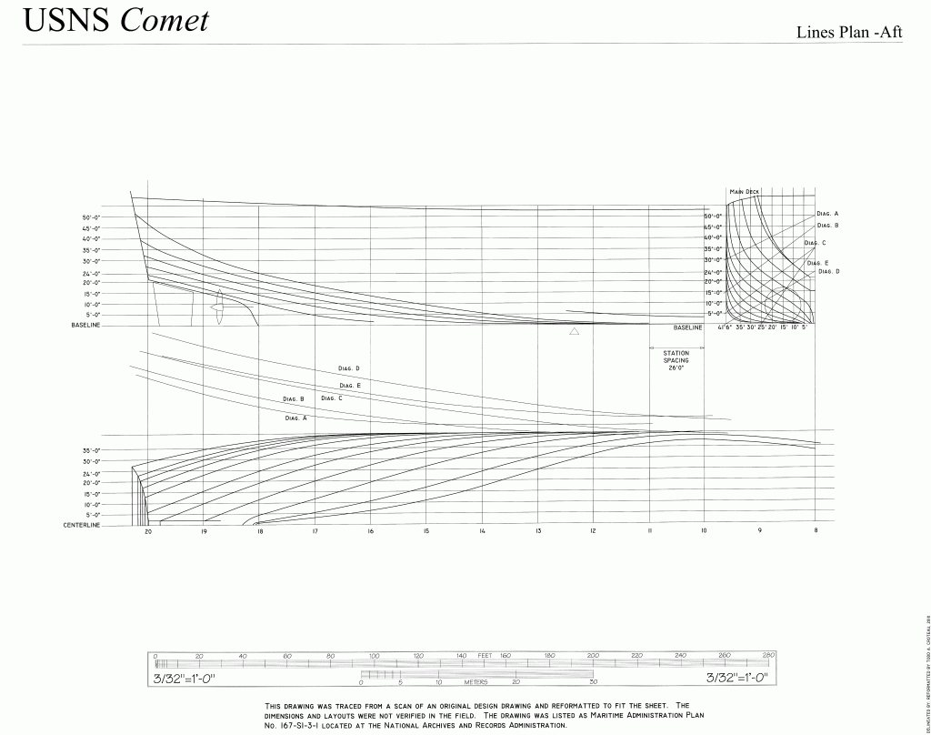 free ship plans, USNS Comet, Cargo vessel, C3 Ship, ships lines, aft