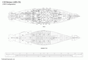 Free ship plans, USS Bolster, ARS-38, U.S. Navy, World War II, salvage,auxiliary, vessel, hold, inner bottom, plan