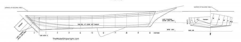 lines plan, baseline, scratch-building, ship model, plank-on-bulkhead, method, Skipjack, E.C. Collier, Chesapeake Bay, Oyster dredge