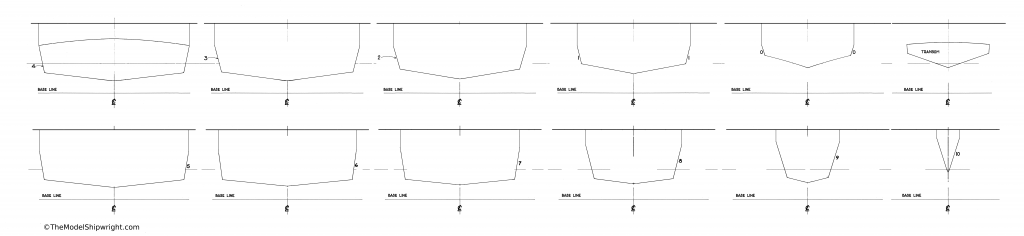 bulkhead outlines, scratch-building, ship model, plank-on-bulkhead, method, Skipjack, E.C. Collier, Chesapeake Bay, Oyster dredge