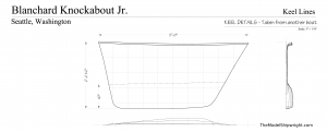 Keel plan, Free ship plans, sailboat, day-sailing, Blanchard, Junior Knockabout, steam-bent, frame, depression-era