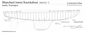 Inboard Profile plan, Free ship plans, sailboat, day-sailing, Blanchard, Junior Knockabout, steam-bent, frame, depression-era