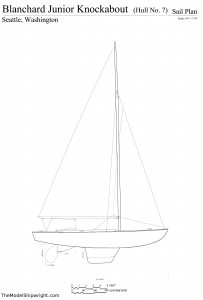 sail plan, Free ship plans, sailboat, day-sailing, Blanchard, Junior Knockabout, steam-bent, frame, depression-era