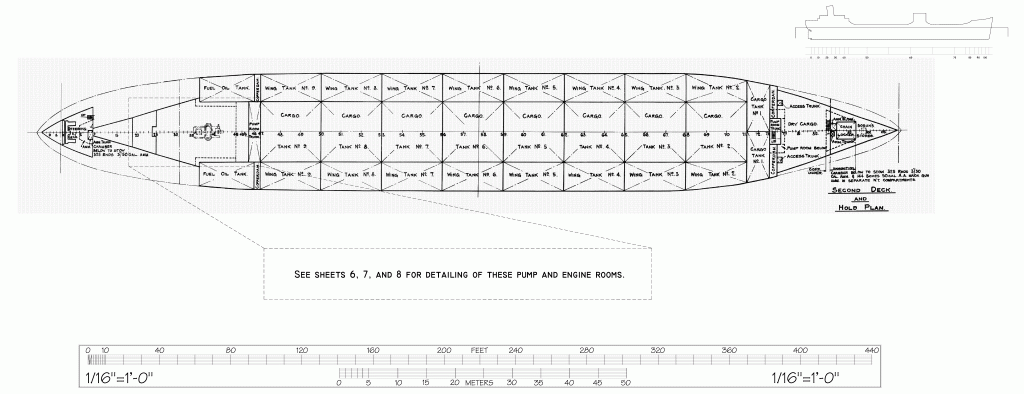 Lower deck, Free ship plans, cargo, vessel, T2, T-2, tanker, Mission San Ynez, World War II