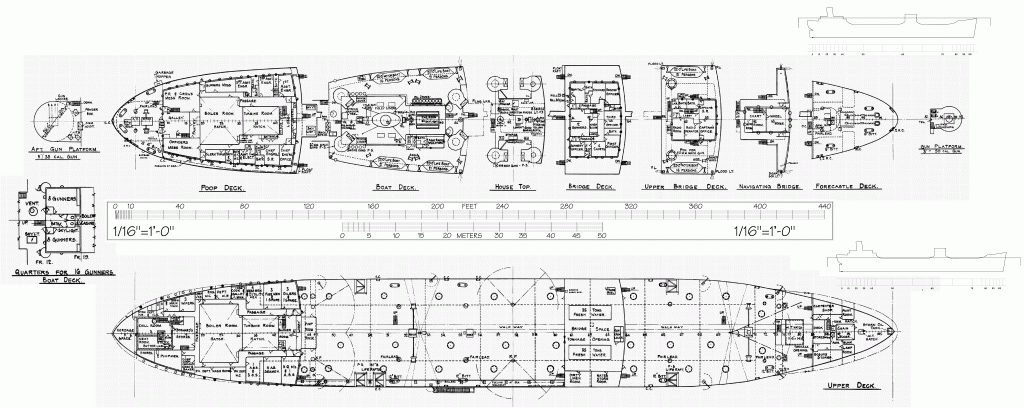 Upper Decks, Free ship plans, cargo, vessel, T2, T-2, tanker, Mission San Ynez, World War II