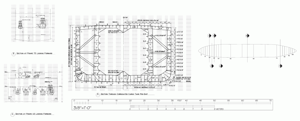 Section plans, Free ship plans, cargo, vessel, T2, T-2, tanker, Mission San Ynez, World War II