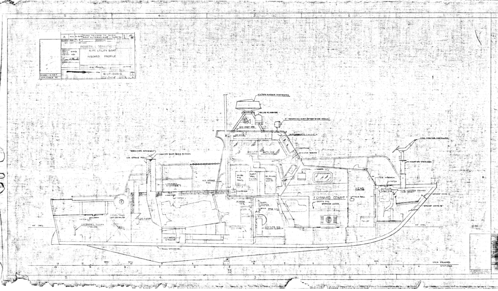 U.S. Coast Guard 41 foot Utility Boat - Large inboard profile plan