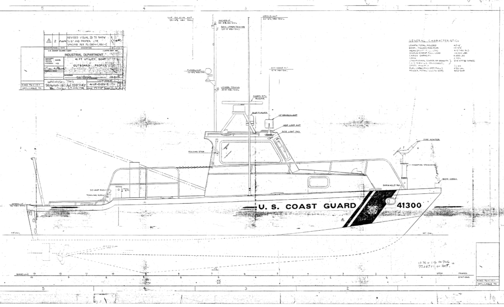 U.S. Coast Guard 41 foot Utility Boat - Large outboard profile plan